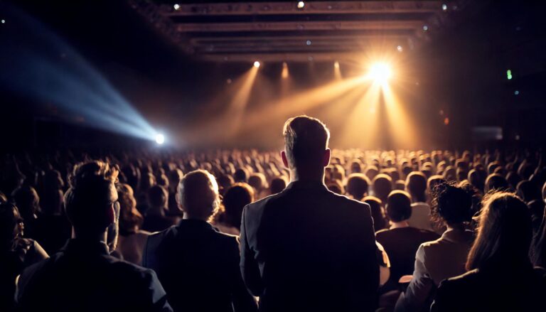 Packed audience watching a live show
