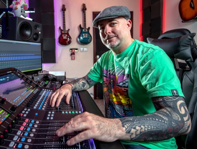 BarCoe Studios sound engineer at the mixing console