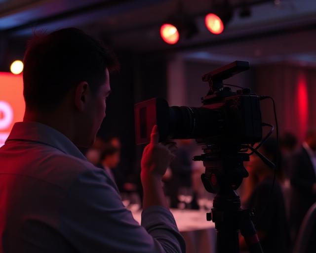 Professional videographer at Barcoe Studios capturing live event production in Dubai, showcasing top-tier media production and sound recording services.